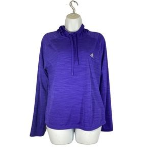Adidas Women Large Pullover Hoodie Purple Thumbs Holes Lightweight Stretch